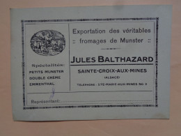 68 - Haut Rhin -  Sainte Croix Aux Mines - Carte / Avis De Passage - Jules Balthazard - Fromages De Munster - - Sainte-Croix-aux-Mines