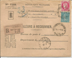 SOLDES - 1938-41 - N° 373 Oblitéré (o) - Sur Lettre RECOMMANDEE - VALEURS A RECOUVRER - Briefe U. Dokumente