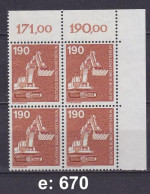 Berlin 671 Ecke 2 VB, 4-er / Vierer Block **; #E634e - Unused Stamps
