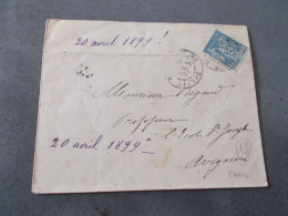 FRANCE.ENVELOPPE.TIMBRE SAGE.15CTS BLEU.CACHET PARIS RUE DE LITTRE.A M.RIGAULT ECOLE ST JOSEPH AVIGNON.1899. - 1849-1876: Klassik