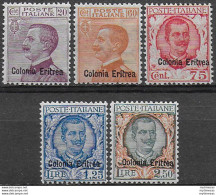 1928-29 Eritrea VE III 5v. Overprinted Bc MNH Sassone N. 123/27 - Andere & Zonder Classificatie
