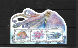 PITCAIRN ISL, 2018, BLUE OCTOPUS, S/S, MNH** - Fishes