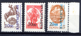 Kirghizistan 1993, Yvert 11A/C, URSS Surchargés, / Overprinted, 3 Valeurs, Neufs / Mint. R188 - Kirgizië