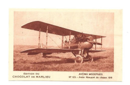 CY92 - CHROMO CHOCOLAT MARLIEU - AVIATION - BIPLAN NIEUPORT 1916 - FORMAT 9.5 X 6 Cm - Sonstige & Ohne Zuordnung