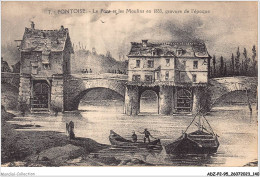 ADZP2-95-0158 - PONTOISE - Le Pont Et Les Moulin - Gravure De L'époque - Pontoise