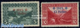 Bosnia Herzegovina 1915 Overprints 2v, Unused (hinged), Art - Bridges And Tunnels - Bruggen