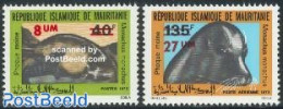 Mauritania 1973 Sea Mammals Overprints 2v, Mint NH, Nature - Sea Mammals - Other & Unclassified