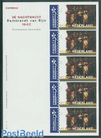 Netherlands 2000 Rembrandt M/s (5x110c), Mint NH, Art - Paintings - Rembrandt - Unused Stamps