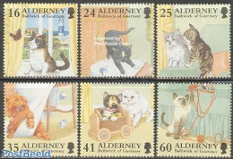 Alderney 1996 Cats 6v, Mint NH, Nature - Various - Cats - Lighthouses & Safety At Sea - Fari