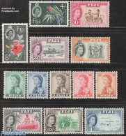 Fiji 1959 Definitives 13v, Mint NH, History - Nature - Various - Coat Of Arms - Birds - Flowers & Plants - Parrots - M.. - Geography