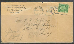 1898 New York (Jul 22) "2" Flag Cancel Corner Card - Cartas & Documentos