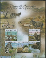 Botswana 2007 SAPOA 5v M/s, Silver, Mint NH, Nature - Various - Animals (others & Mixed) - Zebra - Joint Issues - Gezamelijke Uitgaven