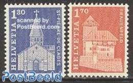 Switzerland 1966 Definitives 2v, Mint NH, Religion - Churches, Temples, Mosques, Synagogues - Art - Architecture - Cas.. - Neufs