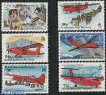 British Antarctica 1994 Transports 6v, Mint NH, Nature - Science - Transport - Dogs - The Arctic & Antarctica - Aircra.. - Avions