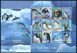 British Antarctica 2008 Penguins 12v M/s, Mint NH, Nature - Birds - Penguins - Other & Unclassified