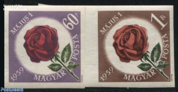 Hungary 1959 Labour Day 2v Imperforated, Mint NH, Nature - Flowers & Plants - Roses - Ongebruikt