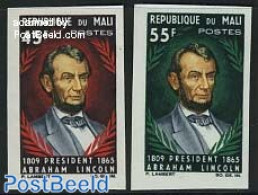 Mali 1965 Abraham Lincoln 2v Imperforated, Mint NH, History - American Presidents - Politicians - Mali (1959-...)