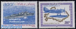 Wallis & Futuna 2004 First Flight 2v, Mint NH, Transport - Various - Aircraft & Aviation - Ships And Boats - Maps - Vliegtuigen