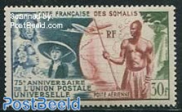 French Somalia 1949 75 Years U.P.U. 1v, Mint NH, Transport - Various - U.P.U. - Aircraft & Aviation - Globes - U.P.U.