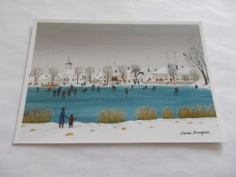 ILLUSTRATION DENIS BAUQUIER  PATINEURS A LA RIVIERE DRUGEON  VUE TRES ANIMEES SOUS LA NEIGE - Other & Unclassified