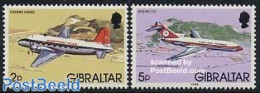 Gibraltar 1986 Definitives 2v, Aeroplanes With Year 1986, Mint NH, Transport - Aircraft & Aviation - Vliegtuigen