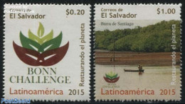 El Salvador 2015 Bonn Challenge 2v, Mint NH, Nature - Transport - Environment - Ships And Boats - Umweltschutz Und Klima