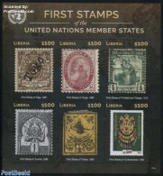 Liberia 2015 First Stamps, T 6v M/s, Mint NH, Stamps On Stamps - Art - Art & Antique Objects - Sellos Sobre Sellos