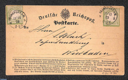 Germany, Empire 1872 Postcard From Frankfurt To Wiesbaden With 2 1Kr Stamps, Postal History - Brieven En Documenten