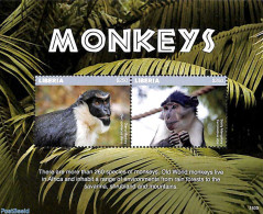 Liberia 2018 Monkeys 2v M/s, Mint NH, Nature - Animals (others & Mixed) - Monkeys - Wild Mammals - Other & Unclassified