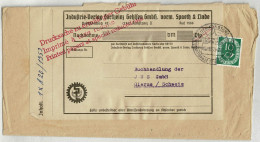 Deutsche Bundespost 1953, Streifband Drucksache Zu Ermässigter Gebühr Konstanz - Glarus (Schweiz), Posthorn - Briefe U. Dokumente