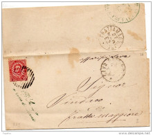 1882  LETTERA CON ANNULLO  CAVA DEI TIRRENI  SALERNO + FRATTAMAGGIORE NAPOLI - Marcophilie