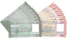 Liban Lebanon - LOT 2 X 10 Billets / Notes - 1.000 + 5.000 Livres UNC / NEUF - Libanon