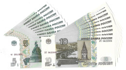 Russie Russia - LOT 2 X 10 Billets / Notes - 5 + 10 Rubles 1997 UNC / NEUF - Rusia