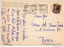 1954 CARTOLINA CON ANNULLO TRIESTE + TARGHETTA GLI ARRUOLAMENTI VOLONTARI SCADONO IL - 1946-60: Poststempel