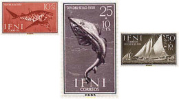 41778 MNH IFNI 1958 DIA DEL SELLO. PECES Y BARCOS - Ifni