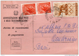 1961 RICEVUTA DI RITORNO CON ANNULLO CONVERSANO BARI - 1961-70: Poststempel