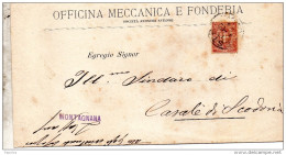 1900 LETTERA INTESTATA OFFICINA MECCANICA E FONDERIA CON ANNULLO ESTE PADOVA - Storia Postale
