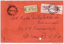 1969 LETTERA RACCOMANDATA CON ANNULLO TERLIZZI BARI - 1961-70: Marcophilia