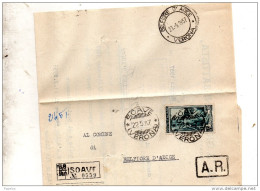 1957 LETTERA RACCOMANDATA CON ANNULLO SOAVE VERONA + BELFIORE - 1946-60: Marcofilia