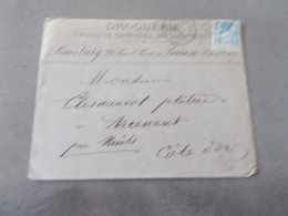 FRANCE.ENVELOPPE.TIMBRE SAGE.15CTS BLEU.CACHET BEAUNE.EN TETE DROGUERIE VARY A M.CLEMANDOT PLATRIER A ARCENANT. - 1849-1876: Période Classique