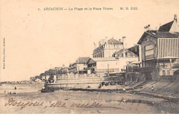 ARCACHON - La Plage Et La Place Thiers - Très Bon état  - Arcachon