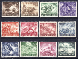 GERMANY - 1943 THIRD REICH TRANSPORT ARMED FORCES & HEROES DAY SET (12V) FINE MNH ** SG 819-830 - Neufs