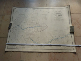 Plan Popp Toilé Atlas Cadastral De Belgique Commune De Velroux Grâce Hollogne Milieu 19eme Siècle +/- 77x55cm - Mapas Geográficas