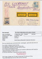 Kediri Nederlands Indie - Marseille Frankrijk Per Schip - Marseille - Amsterdam - Munchen Per Airmail 1929 - Nederlands-Indië