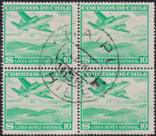 1951 Chile ⵙ Mi:CL 487, Sn:CL C163, Yt:CL PA148, Sg:CL 404i, Chi:CL 512, Plane Over Mountain Lake - Cile