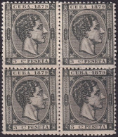 Cuba 1879 Sc 82 Ed 50 MLH* Block Partial Gum - Kuba (1874-1898)