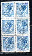 ITALIA REPUBBLICA ITALY REPUBLIC 1968 1976 SIRACUSANA TURRITA STELLE STARS LIRE 60 BLOCCO BLOCK USATO USED OBLITERE - 1961-70: Oblitérés