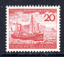 GERMANY - 1951 WEST GERMANY RETURN OF HELIGOLAND FINE MNH ** SG 1078 - Ongebruikt