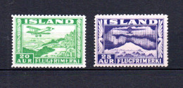 Iceland 1934 Old Airmail Stamps (Michel 176/77 B), Scarce Perforation Nice MLH/MNH - Aéreo