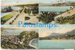 229505 FRANCE NICE MONACO MENTON CANNES MULTI VIEW BREAK CIRCULATED TO ARGENTINA POSTAL POSTCARD - Other & Unclassified